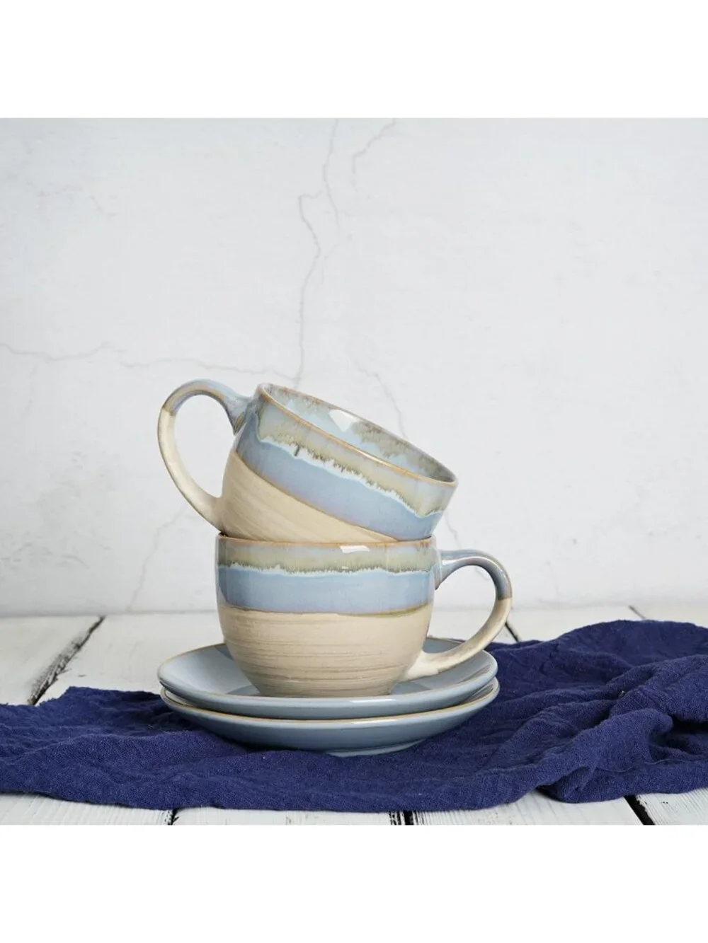 Ceramic Cappuccino Cup & Saucer Set of 2, 10 Oz - Coffee, Latte, Espresso, Tea